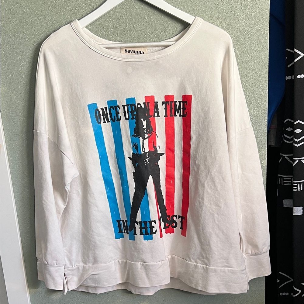 Savanna Jane Once Upon A Time in the West Cowgirl Western Boho Crewneck 1X